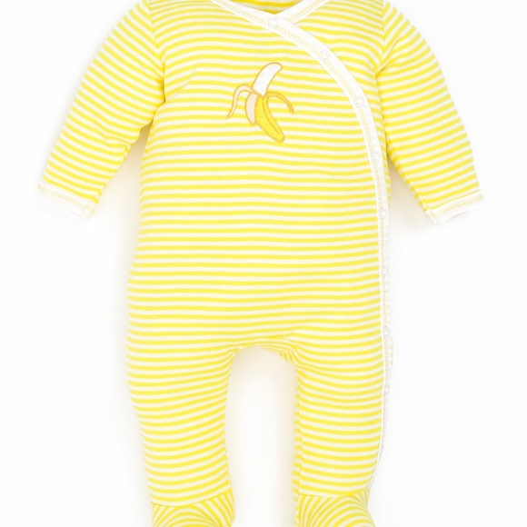 Under the Nile Banana Organic Egyptian Cotton Footie, 0-3m Yellow & White Stripe - Picture 3 of 8